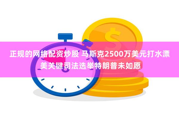 正规的网络配资炒股 马斯克2500万美元打水漂 美关键司法选举特朗普未如愿
