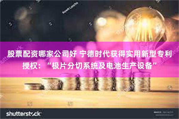 股票配资哪家公司好 宁德时代获得实用新型专利授权：“极片分切系统及电池生产设备”